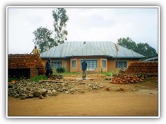 Voorkant huis in Vida-muur